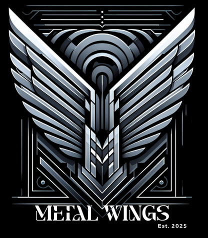Classic Black T-Shirt - Metal Wings