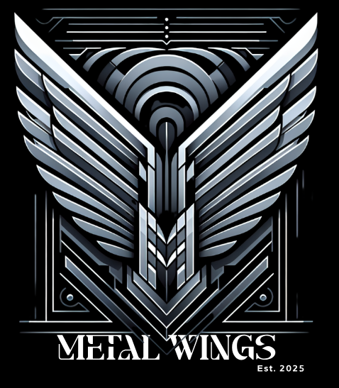 Classic Black T-Shirt - Metal Wings